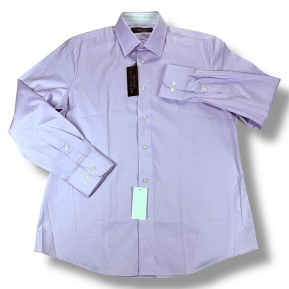 The Mens Store Dress Shirt Size 16.5 32/33 Slim Fit Stretch Button Down in Lilac - Picture 3 of 10